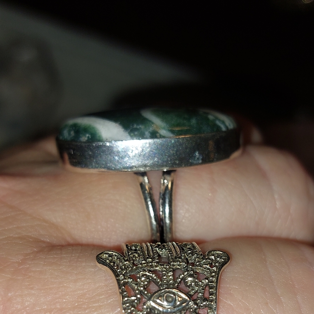 Gorgeous Moss Agate Oval Ring Size 7 - Picture 4 of 8